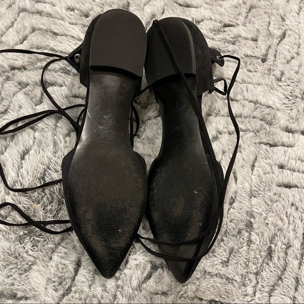 Kendall & Kylie Black Suede Lace Up Ballerina Flats Pointy Toe Size 6.5 - Picture 10 of 10